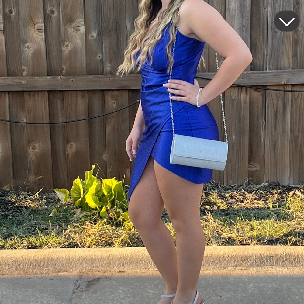 Blue Bodycon Mini Dress Spaghetti Strap Sleeveless